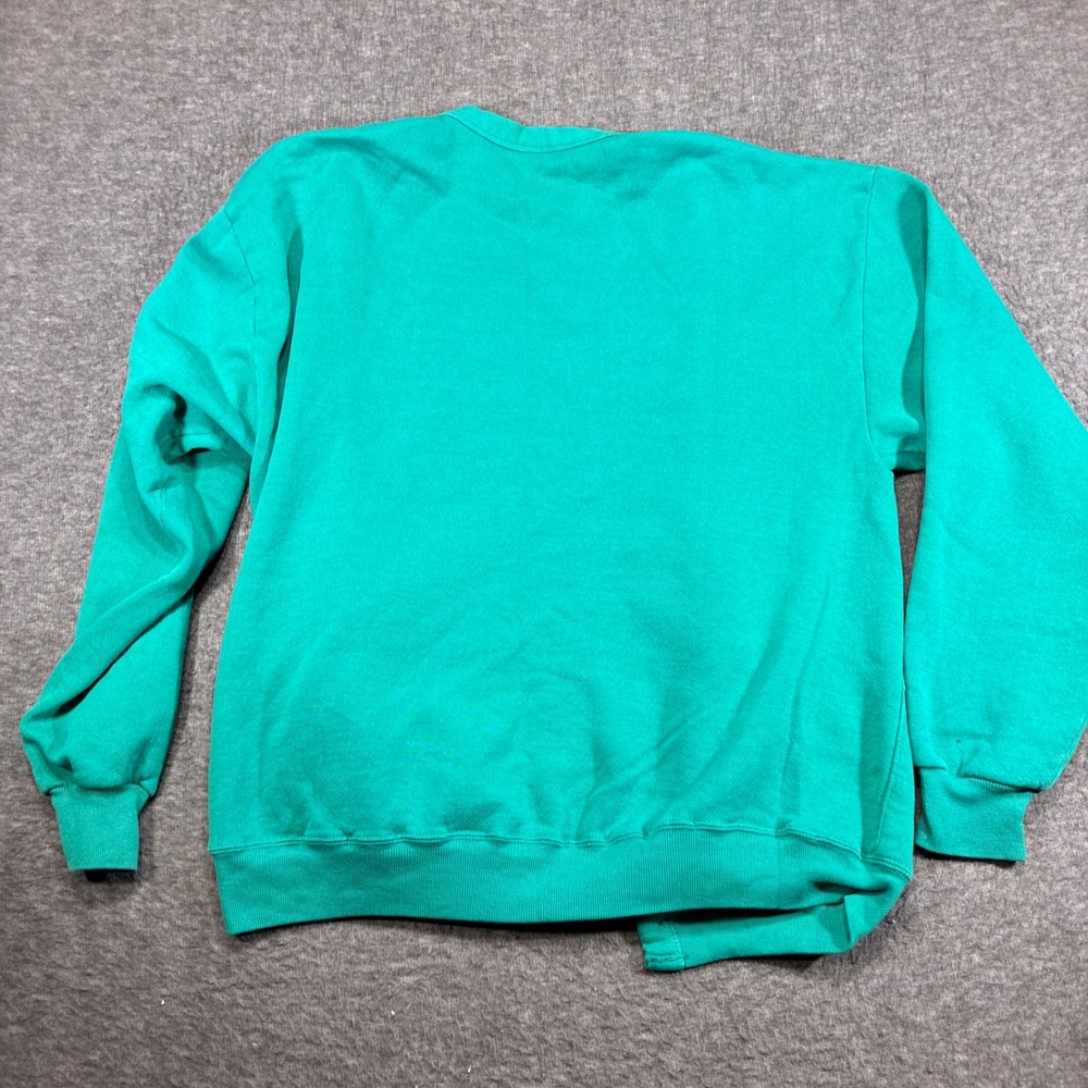 Jerzees Cardigan Sweatshirt Mens OSFM Green Vintage USA Made V-Neck Pocket - Picture 3 of 7